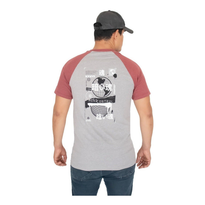 Playera Jaspe Manga Ranglan Para Hombre