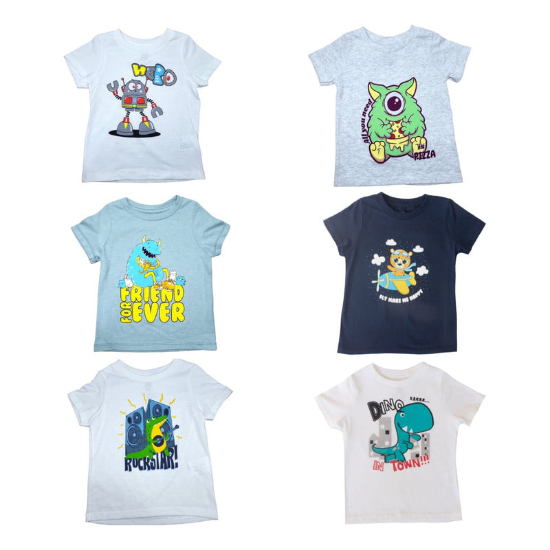 Paquete De 12 Playeras Para Niño O Niña Tallas Toddler