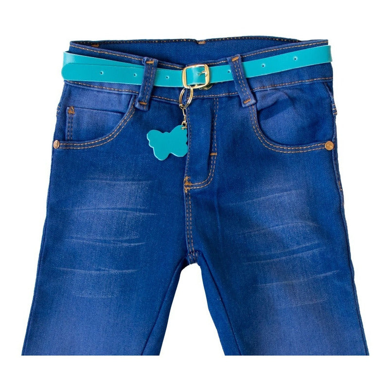 Jeans Con Cinturon Para Niña