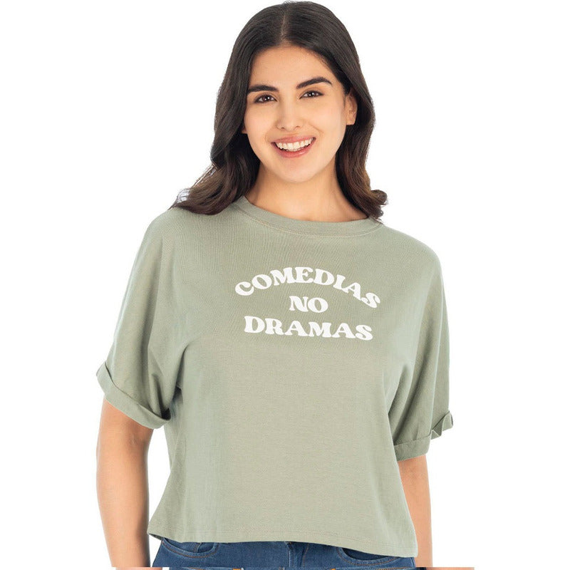 Playera Crop Top Oversize Para Mujer