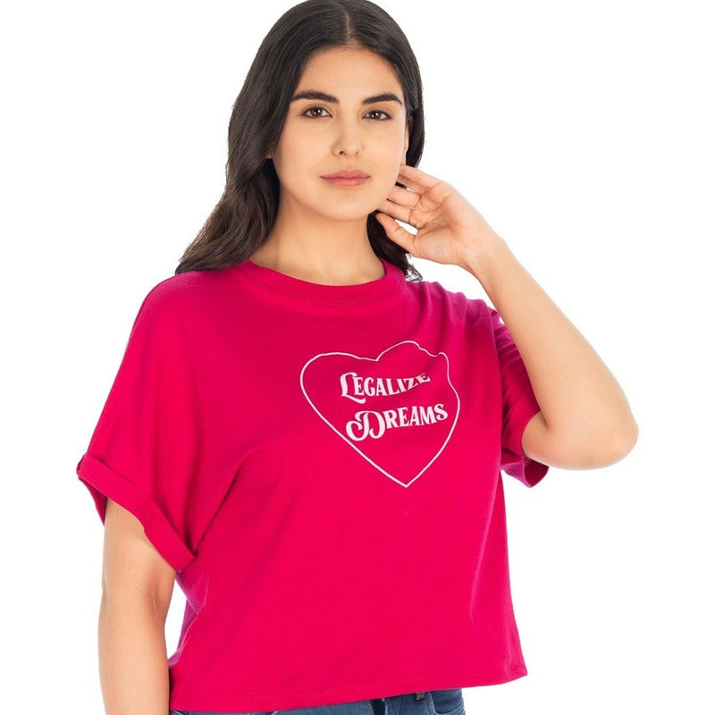 Playera Crop Top Oversize Para Mujer