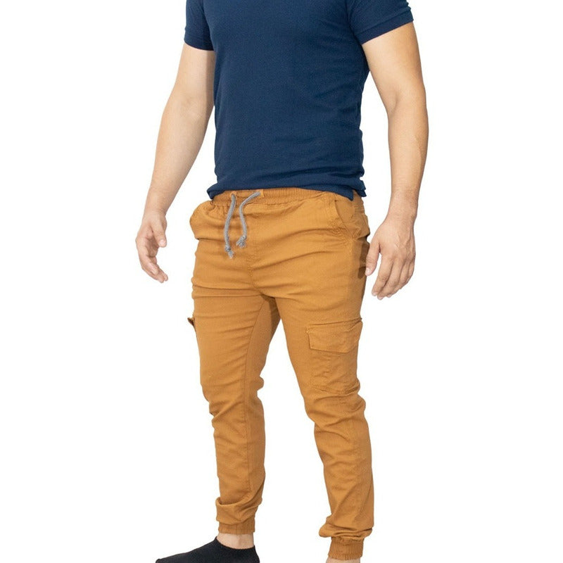 Jogger Gabardina Cargo Bolsa Lateral Para Hombre