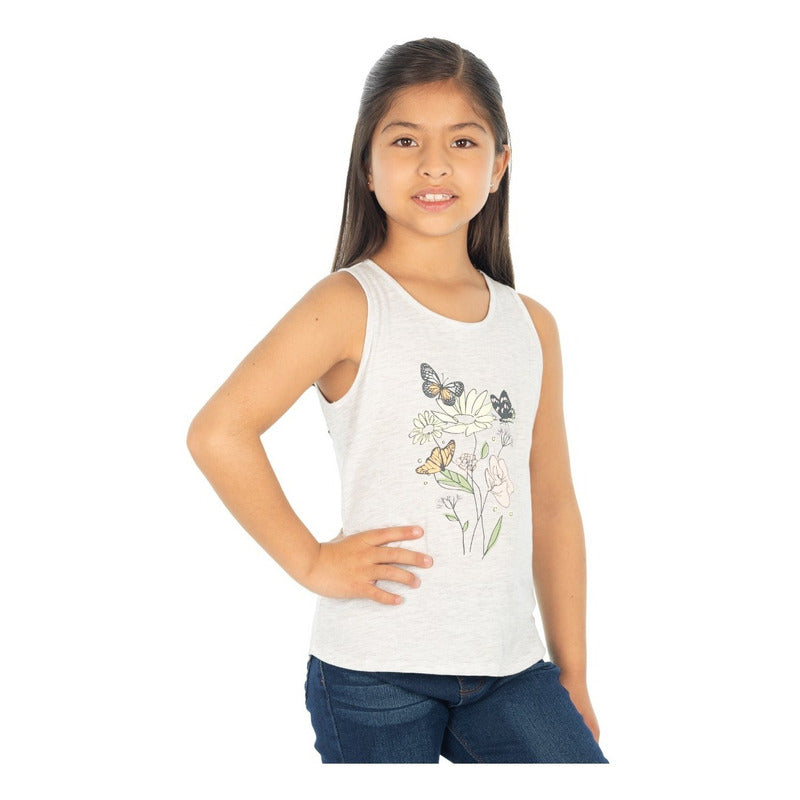 Tank Top Muscle Tee Estampado Para Niña