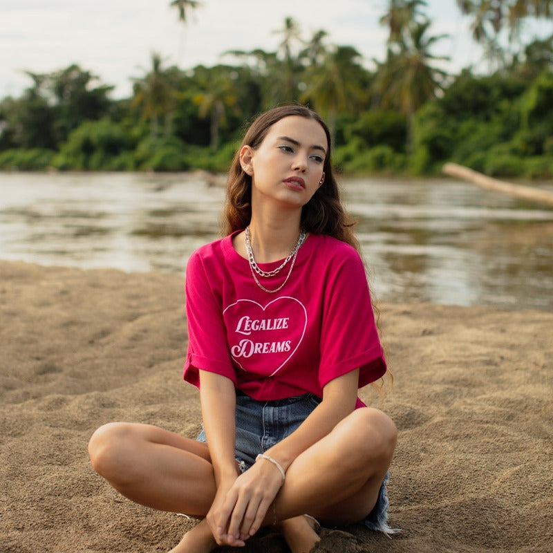 Playera Crop Top Oversize Para Mujer