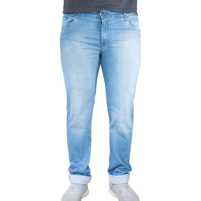 Jeans Mezclilla Liso Para Hombre