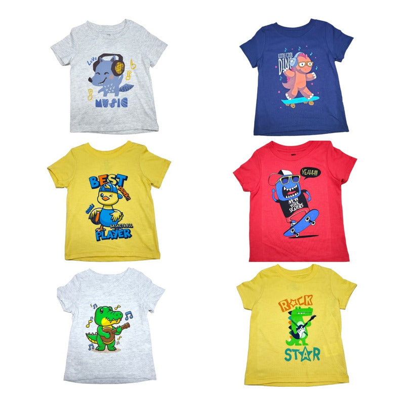 Paquete De 4 Playeras Para Niño O Niña Tallas Toddler