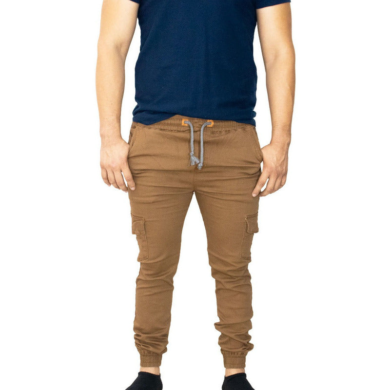 Jogger Gabardina Cargo Bolsa Lateral Para Hombre