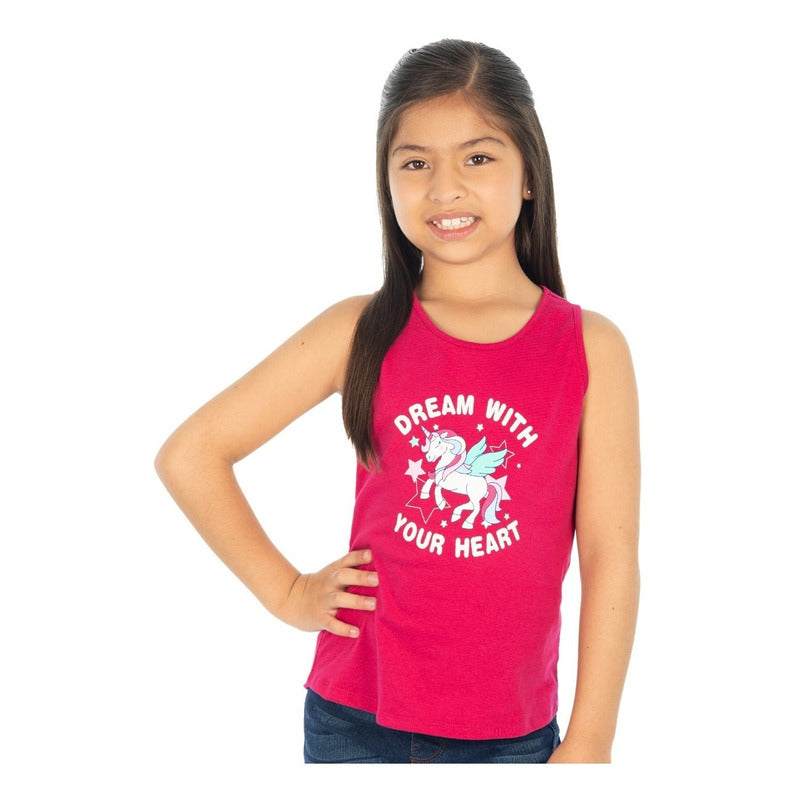 Tank Top Muscle Tee Estampado Para Niña