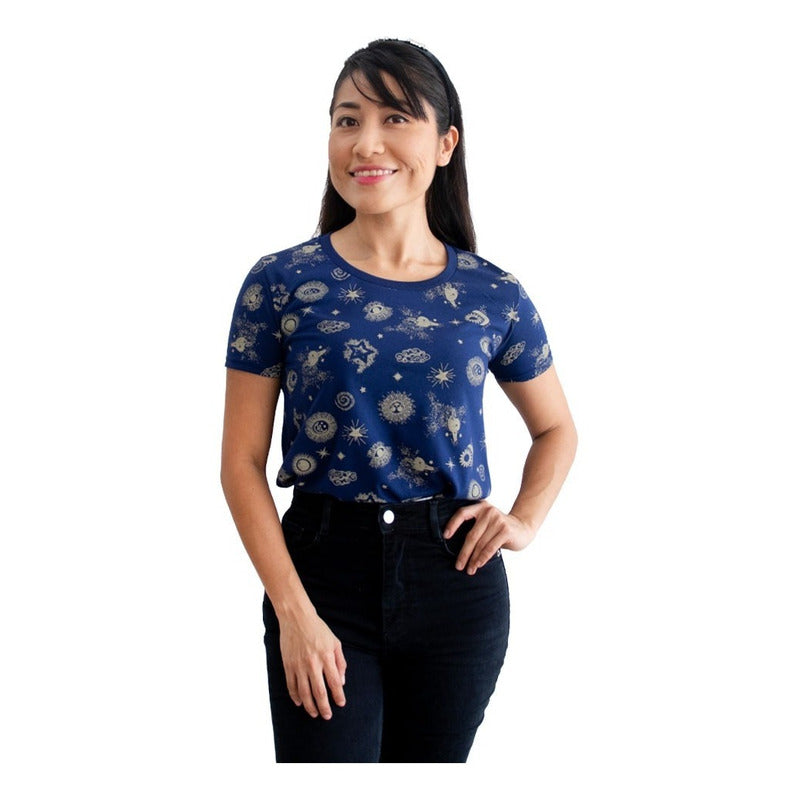 Playera Moda Mujer Estampado Continuo Fashion Casual