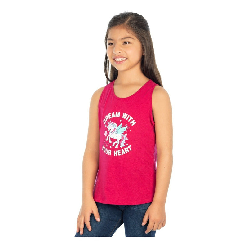 Tank Top Muscle Tee Estampado Para Niña