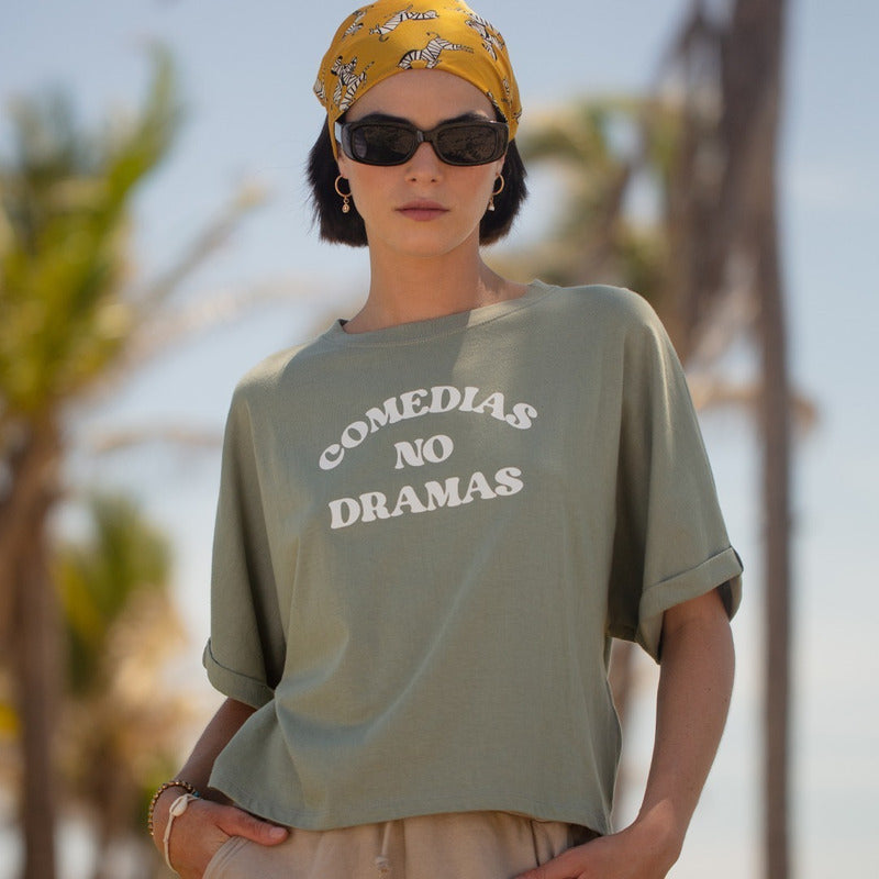 Playera Crop Top Oversize Para Mujer