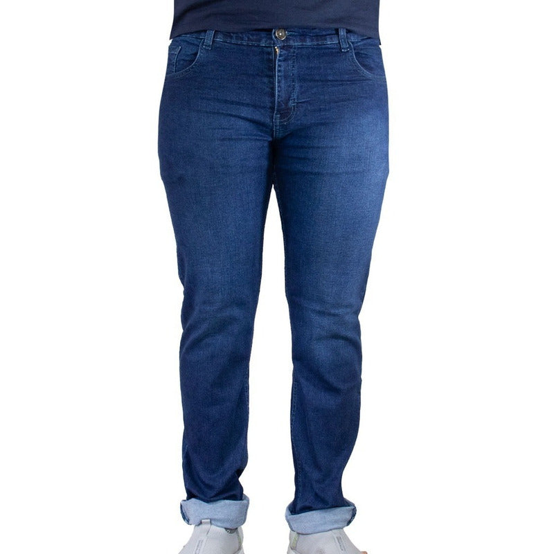 Jeans Mezclilla Liso Para Hombre