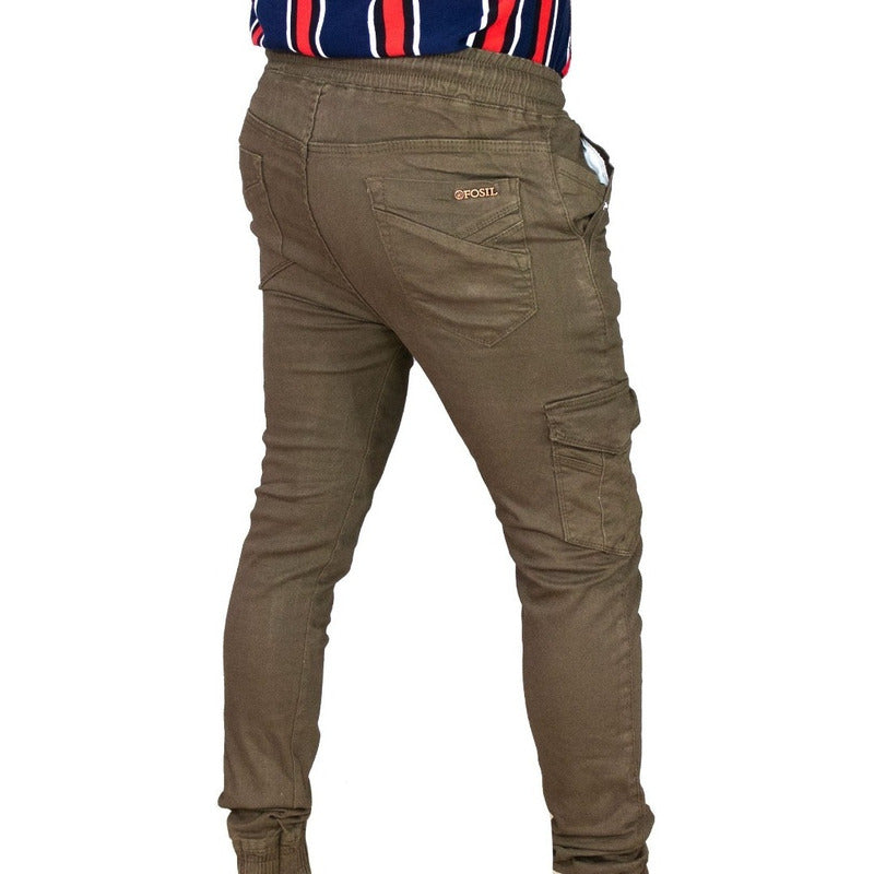 Pantalon Jogger De Gabardina Con Cordón Para Hombre