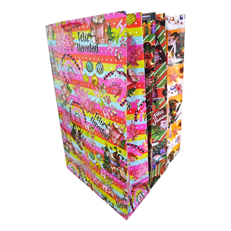 Paquete De 30 Bolsas Jumbo Para Regalo Navidad