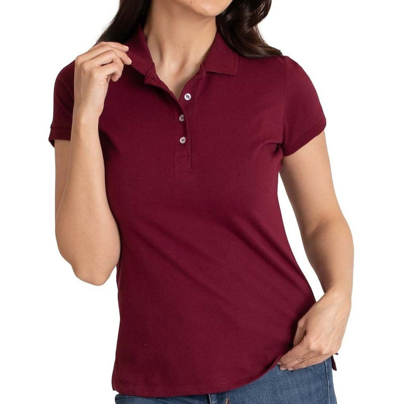 Playera Lisa Basica Cuello Polo Para Mujer