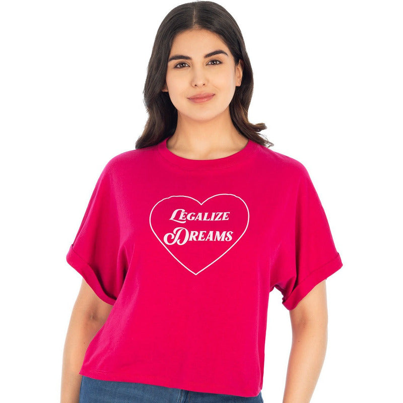 Playera Crop Top Oversize Para Mujer