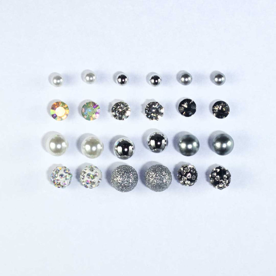 Aretes Para Mujer 12 Pares Forma De Perla Brillantes