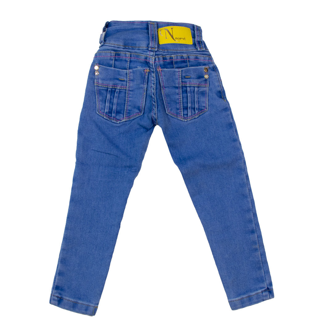 Jeans Liso Dos Botones Para Juvenil Niña