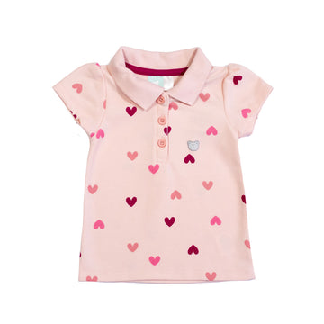 Playera Cuello Polo Estampado Continuo Para Toddler Niña