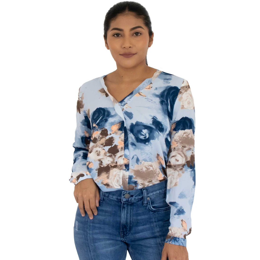 Blusa Manga Larga Rosa Azul