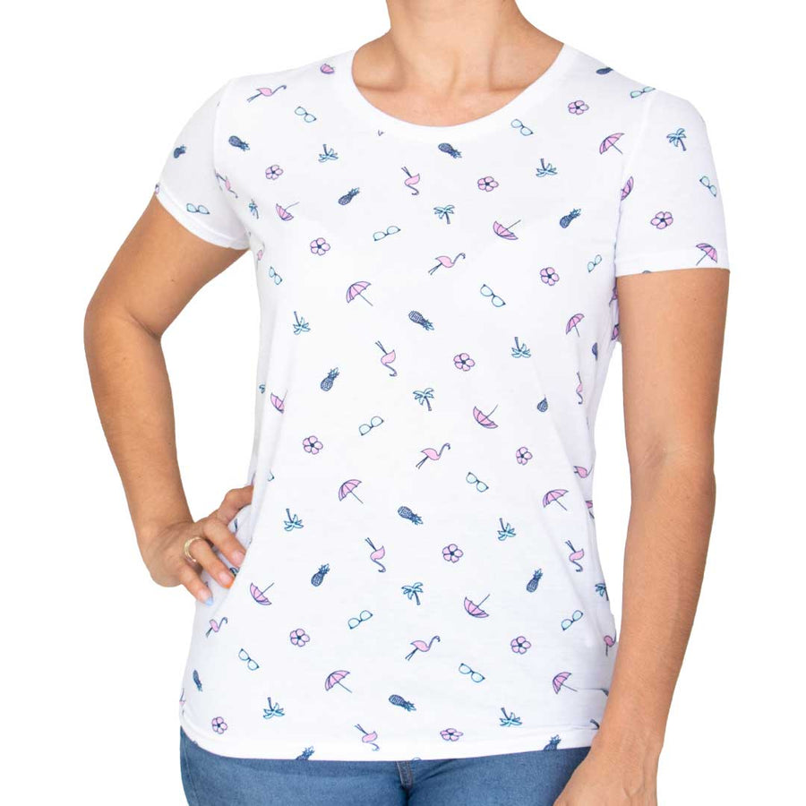 Playera Tropical Con Estampado Casual Para Mujer