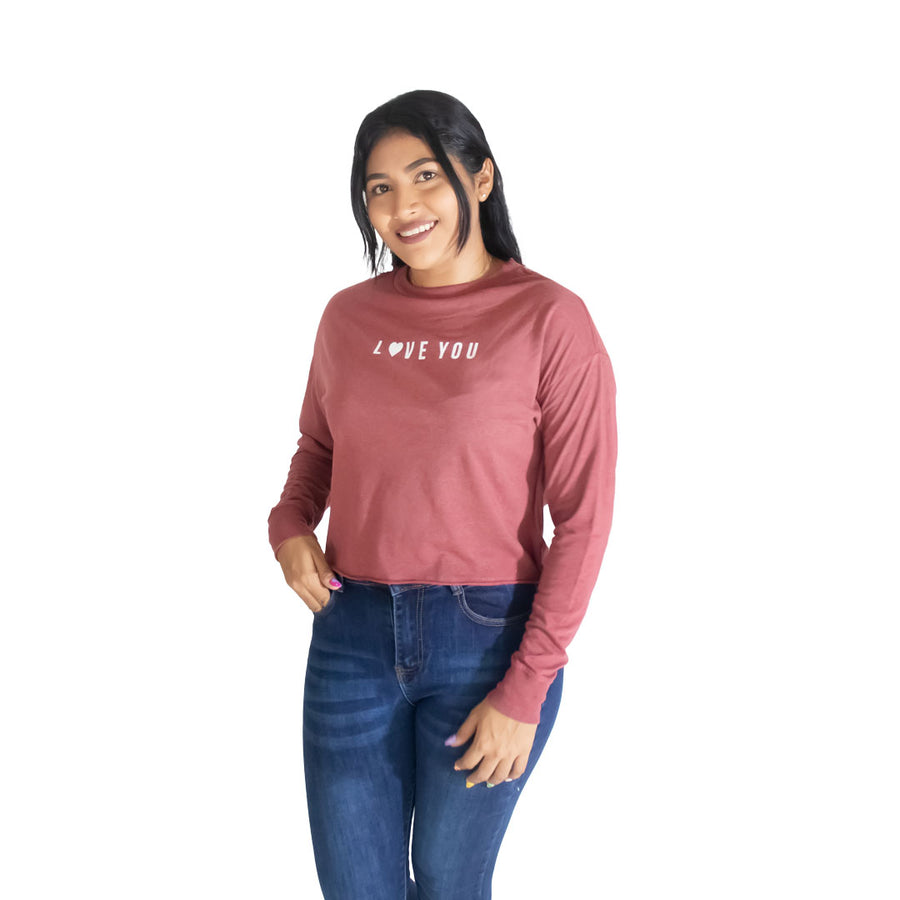 Playera Crop Manga Larga Para Mujer