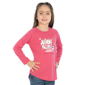 Playera Manga Larga Estampada Para Niña