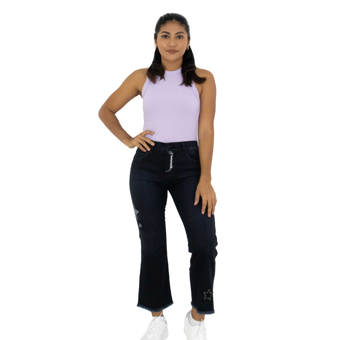 Mom Jeans Stretch Star Bordado