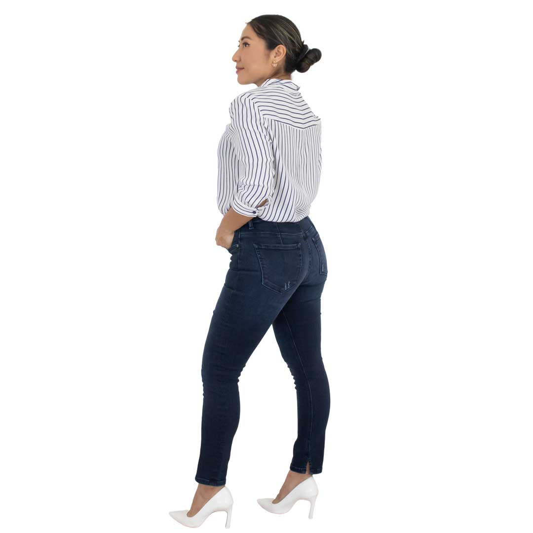 Jeans Tiro Alto Skinny Stretch Liso