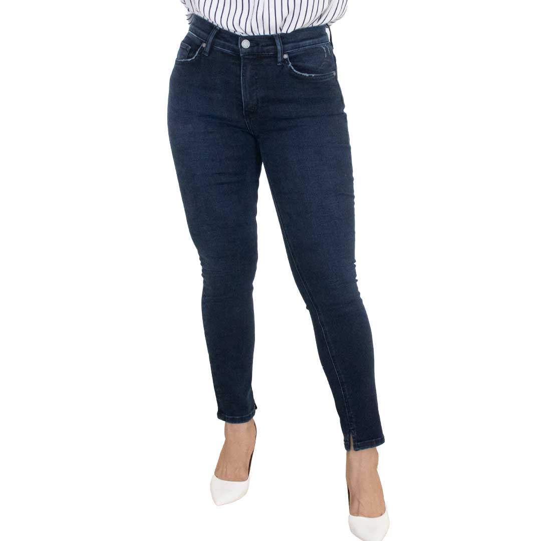 Jeans Tiro Alto Skinny Stretch Liso