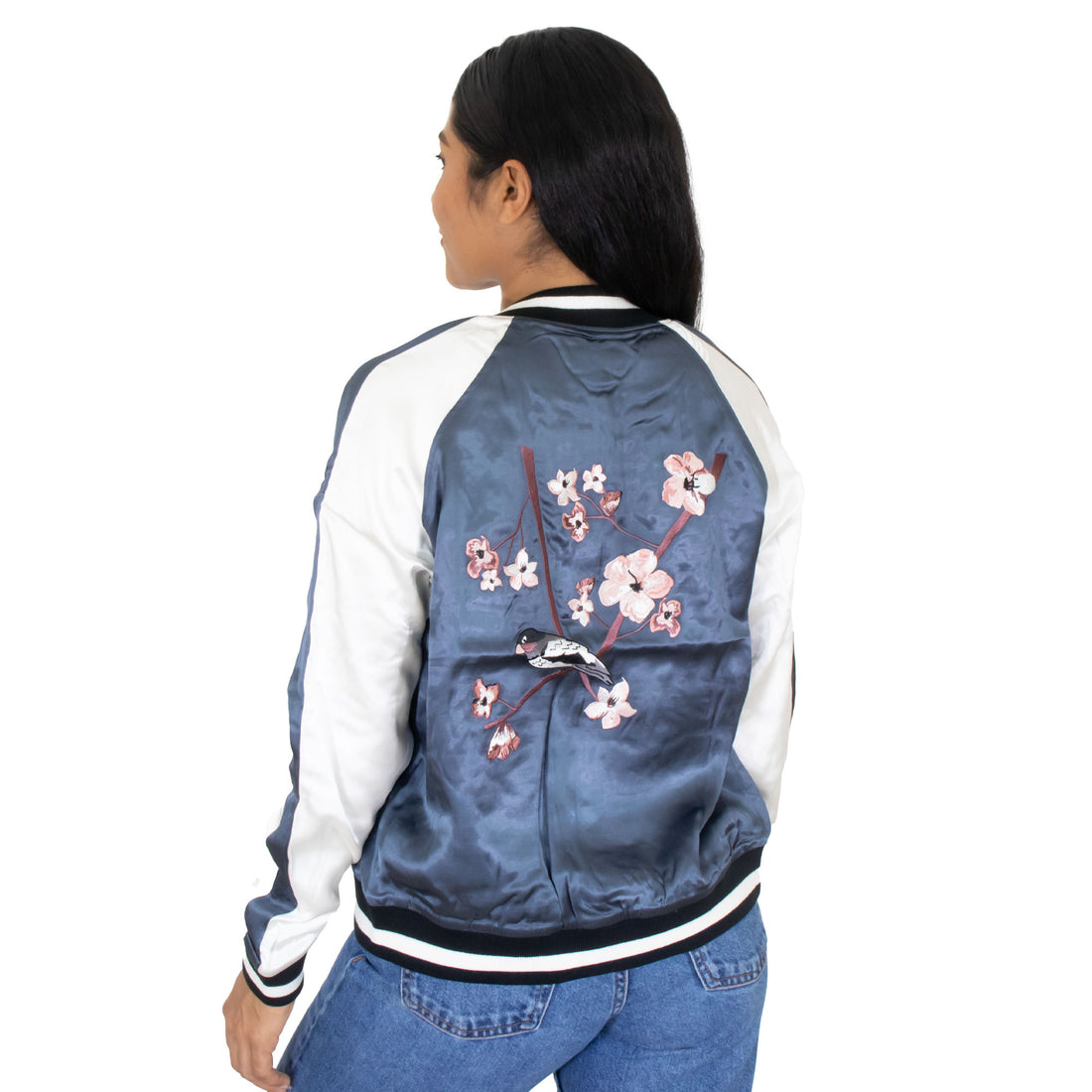 Chaqueta Bomber Doble Vista Bordado Ave