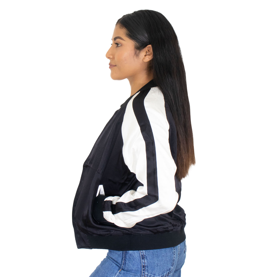 Chaqueta Bomber Doble Vista Bordado Colibri