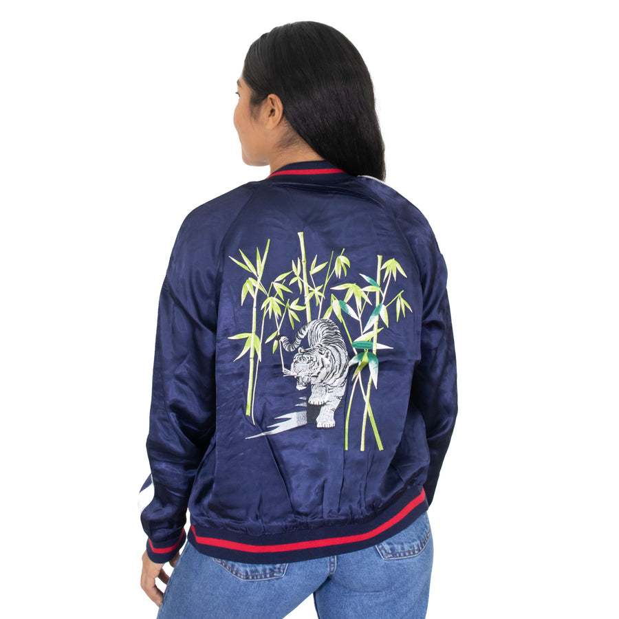 Chaqueta Bomber Doble Vista Bordado Tigre