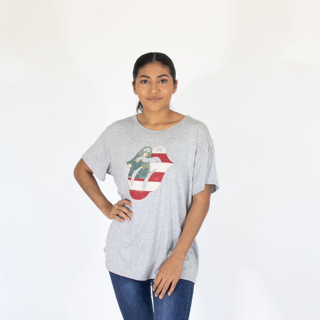 Blusa Gris Est Labios Usa Mujer