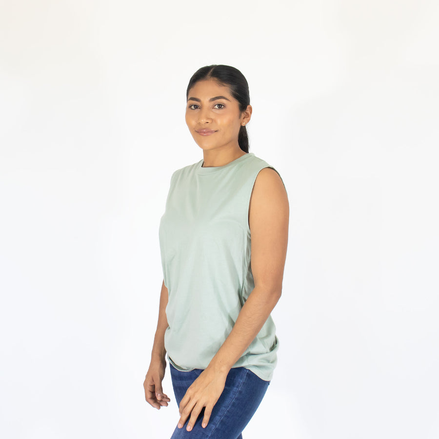 Blusa Verde Est Basica S/manga Mujer