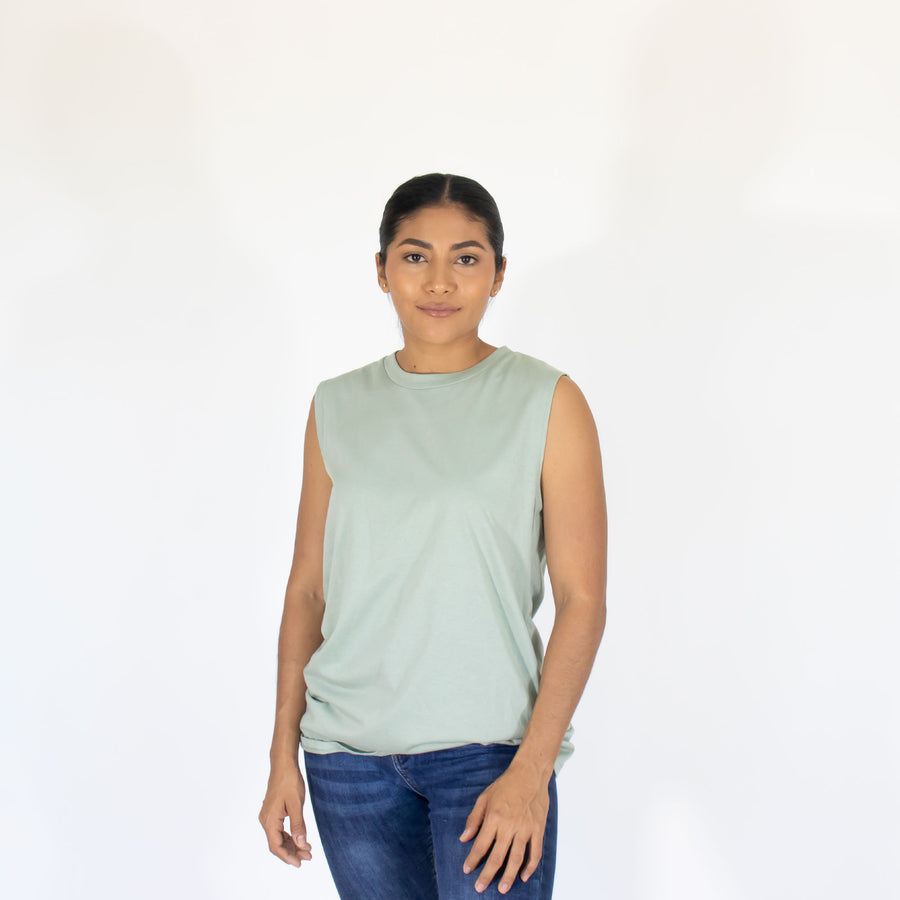 Blusa Verde Est Basica S/manga Mujer