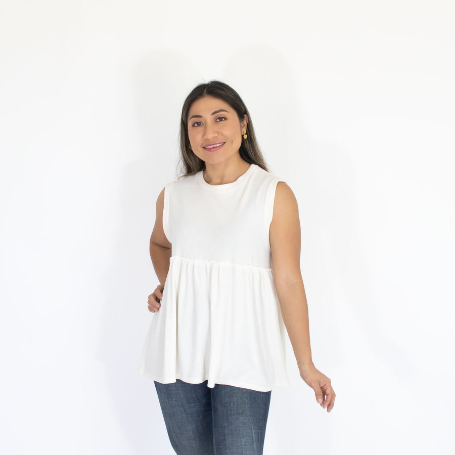 Blusa Beige Est Fruncido Tejido Mujer