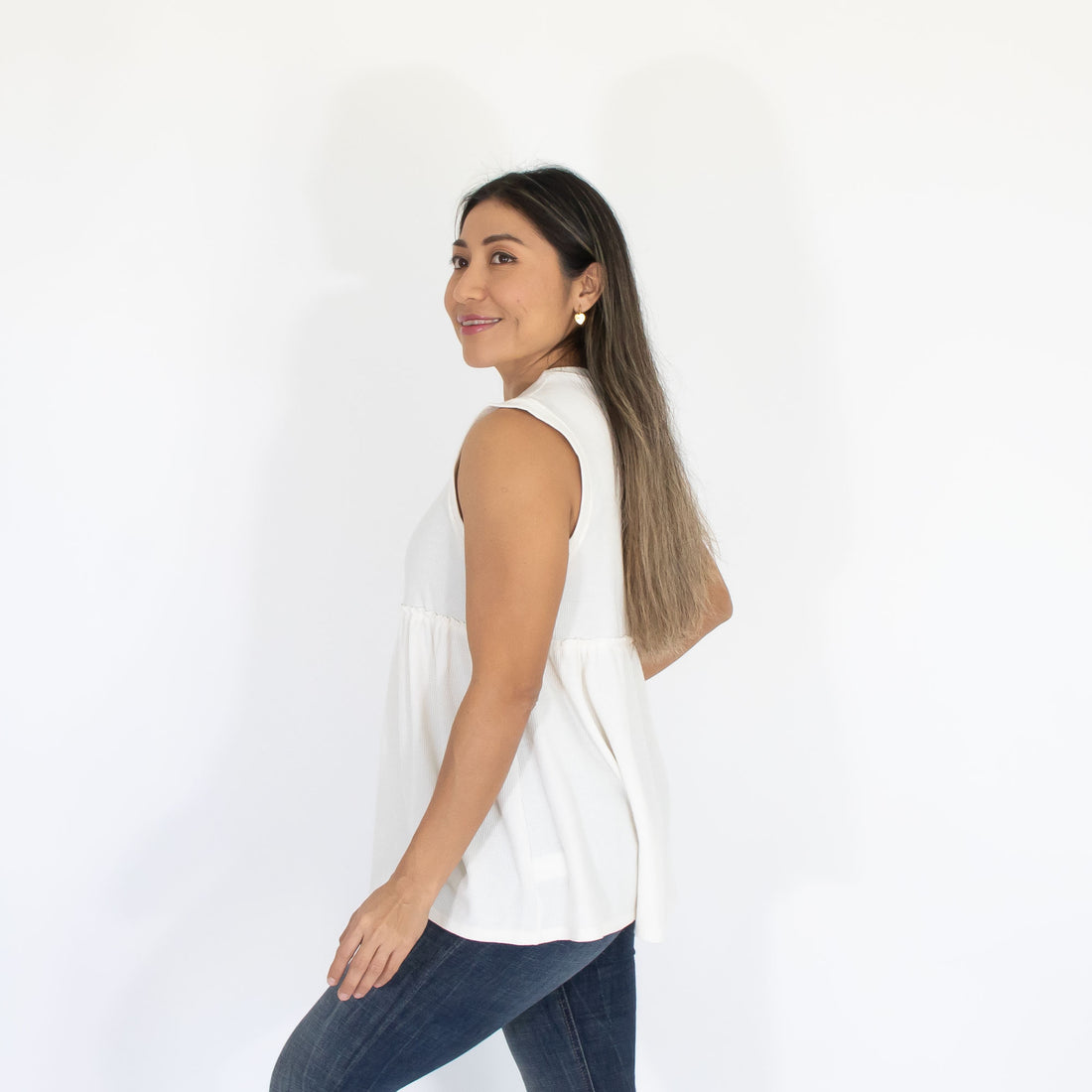 Blusa Beige Est Fruncido Tejido Mujer