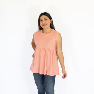 Blusa Rosa Est Fruncido Tejido Mujer