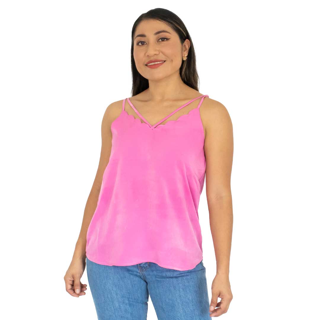 Blusa Tirante Borde Ondulado Pink